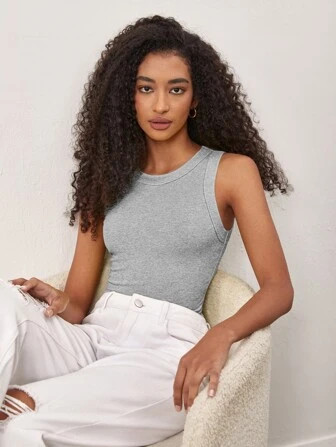 SHEIN BASICS Solid Slim Tank Top | SHEIN