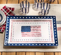 Cabana Americana Bunting Outdoor Melamine Serving Tray | Pottery Barn (US)