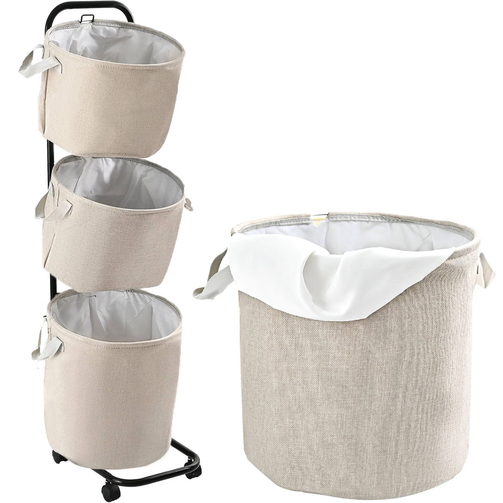 YOUPINS 3-Tier Laundry Hamper Sorter, Laundry Storage Organizer with Wheels Movable Rolling Laund... | Walmart (US)