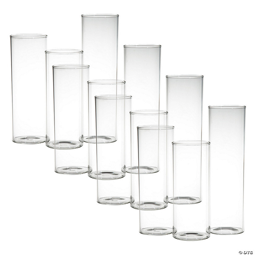 8" - 10 1/2" Bulk 12 Pc. Clear Glass Cylinder Vase Set | Oriental Trading Company