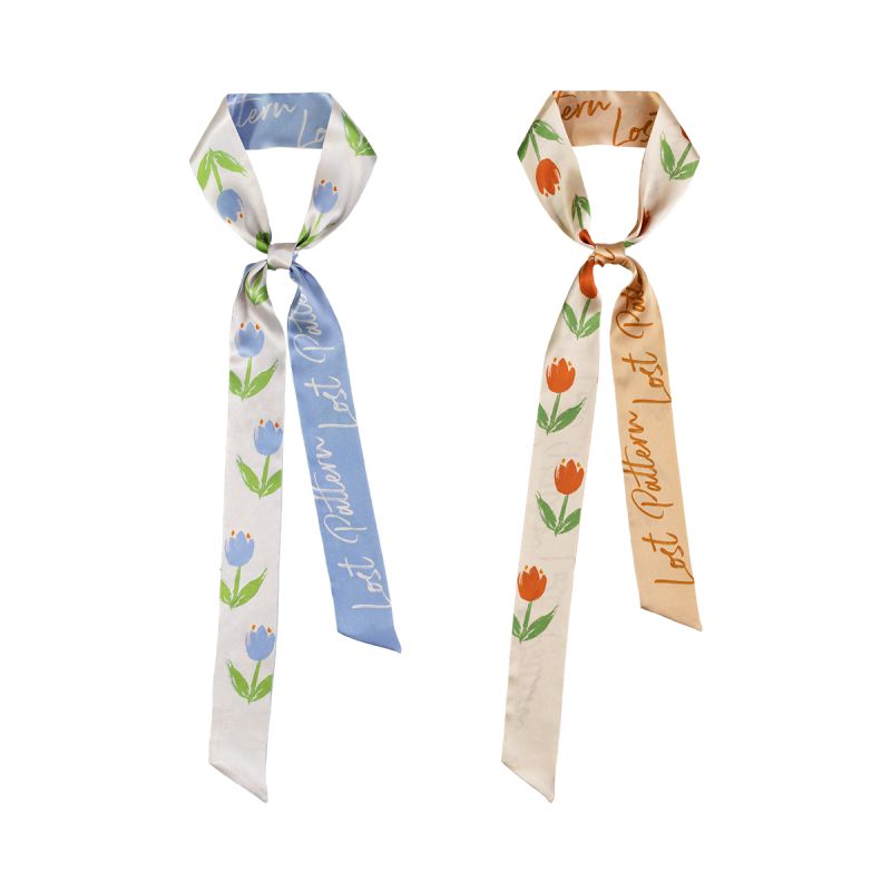 "Tulip" Silk Skinny Scarf - Sky Blue | Wolf & Badger (US)