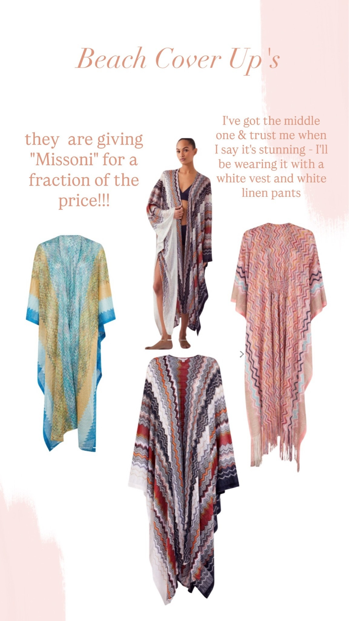 missoni styled beach cover up 50% off