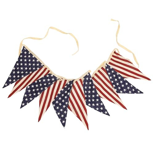 Vintage Stars and Stripes American Flag Bunting Banner, 5 Meter Cotton Garland with 10 Double-Sid... | Amazon (US)