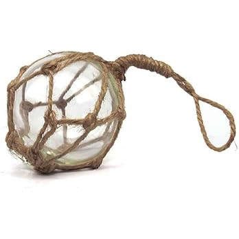 Hampton Nautical Clear Japanese Glass Ball Fishing Float with Brown Netting Decoration 3" | Amazon (US)