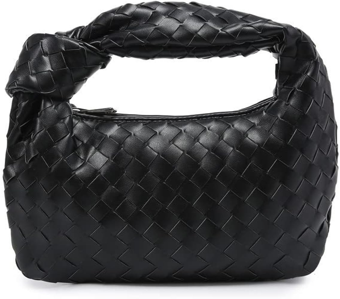 JBB Woven Handbag Bag for Women Leather Shoulder Bags Knotted Purse Soft Mini Hobo Clutch | Amazon (US)