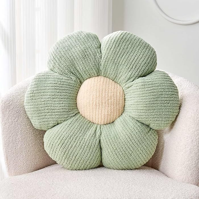 Flower Throw Pillow, Soft Sage Green 14.9" Shaped Floor Pillow for Home Decor, Cute Aesthetic Plu... | Amazon (US)