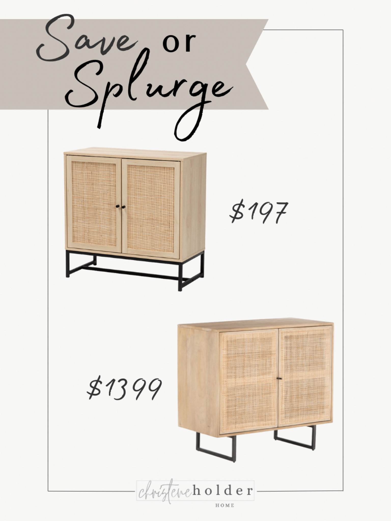 Another great save or splurge option - this is such a great dupe find from Walmart 

Walmart, Walmart home, Walmart finds, save or splurge, furniture, accent furniture, cabinet, rattan, natural wood, light wood, modern furniture 

#LTKhome #LTKsalealert #LTKFind