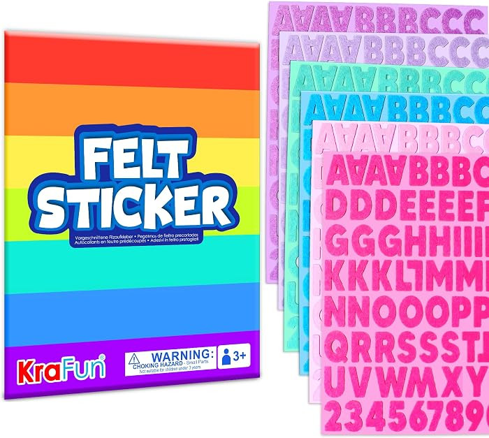 KRAFUN 500+ Felt Letter Stickers for Kids - Letters 2.5cm/1 inch Tall - Self-Adhesive Alphabet, N... | Amazon (US)