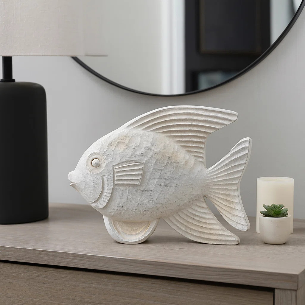 Bywood Minimalist Resin Fish Figurine Object for Home Decor - Decorative Coastal Sculpture for Of... | Wayfair North America