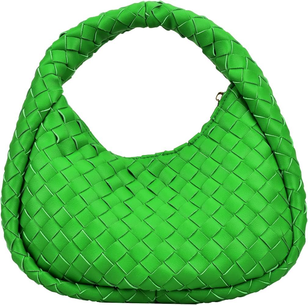 Woven Hobo Handbag Vegan Leather Trendy Designer Women Shoulder Bag Purse Hand Clutch Bag Light Weig | Amazon (US)