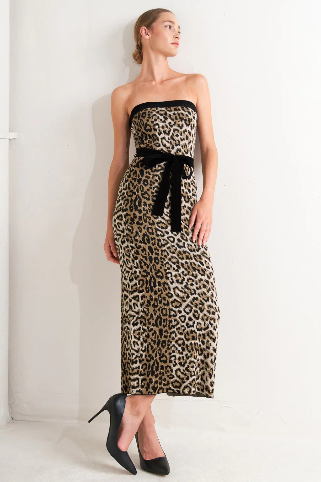 WILD ROMANCE LEOPARD KNIT MIDI DRESS | Lady Black Tie