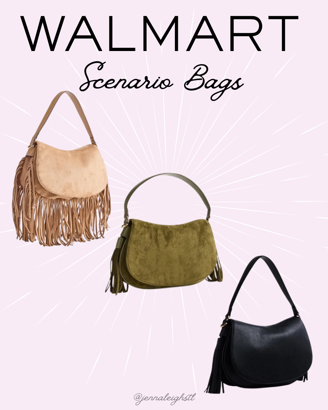 Fall bag finds at Walmart! These Scenario saddle bags come in 3 different colors. They all have the cutest fringe, making them such a fun addition to your fall wardrobe. 

 #LTKMidsize #LTKWorkwear #LTKTravel