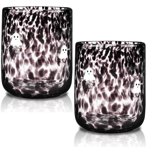 Mrnsta 2 Pcs Halloween Icon Glass Cups - 16oz Ghost Icon Juice Glass Old Fashioned Hand Blown Cute Drinking Cups, Spooky Ghost Drinkware Gift Set for Halloween Party Decoration & Lovely Friends | Amazon (US)