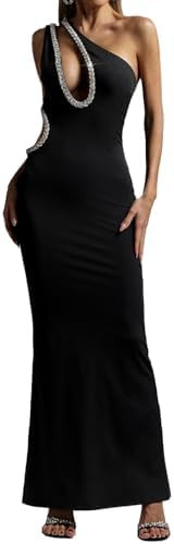 BELLA BARNETT One Shoulder Daring Cut Out Cocktail Dress Sparkling Edges Crystal Modern Bodycon D... | Amazon (US)