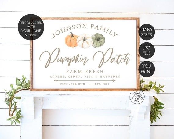Personalized Pumpkin Patch Sign Printable Fall Sign Custom | Etsy (ES)