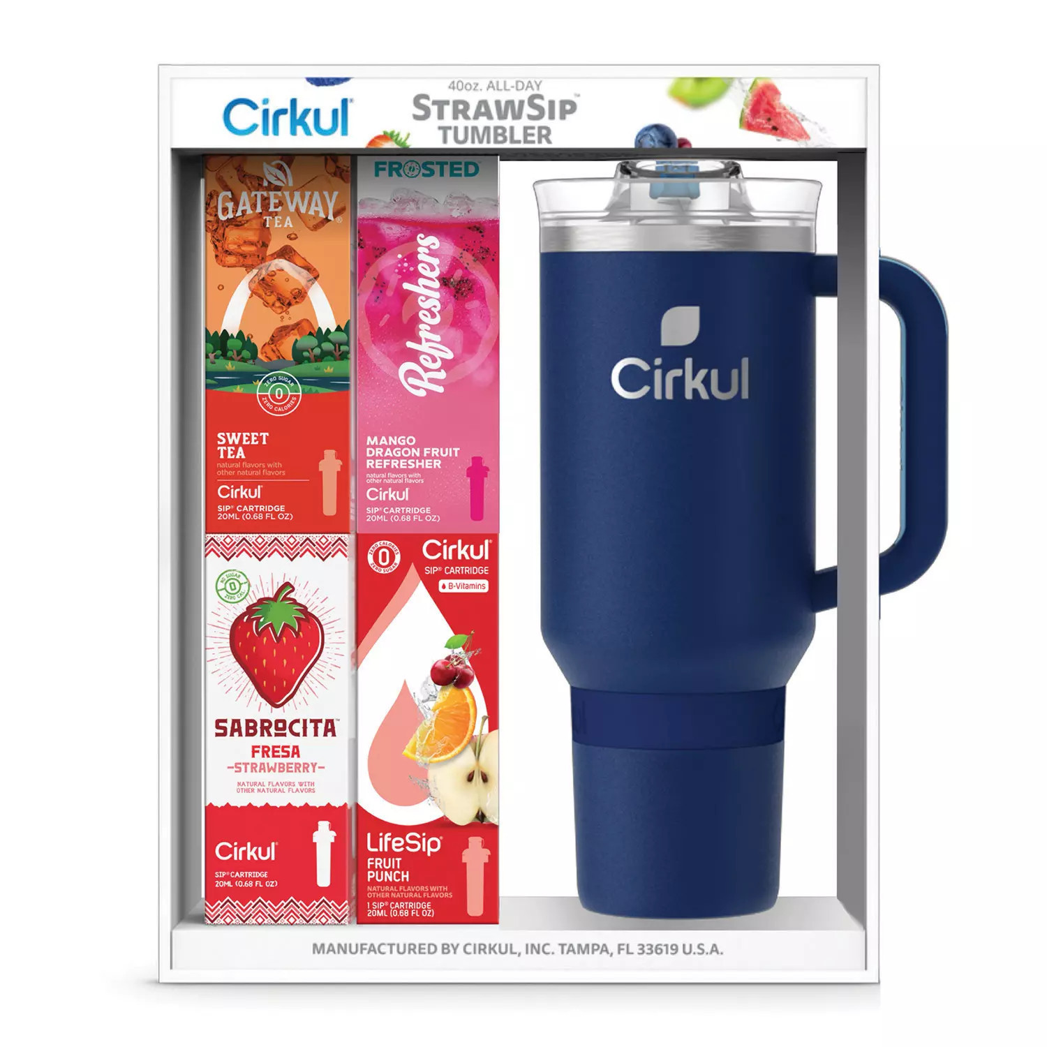 Cirkul 40oz Eucalyptus All-Day StrawSip(TM) Tumbler, 4 Flavor Cartridges - Midnight Blue:- Midnight Blue | Sam's Club