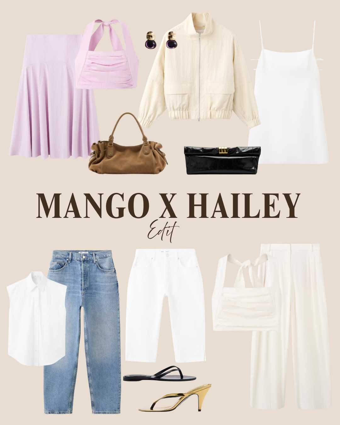 The Mango X Hailey Bieber Edit is live!

mango x hailey, mango edit, spring outfits, summer outfits, neutral outfit, feminine style, chic style, elevated basics, capsule wardrobe, white dress, slip dress, cream jacket, bomber jacket, pink midi skirt, pink shoulder bag, brown shoulder bag, black clutch, sleeveless white top, light wash jeans, white cropped pants, wide leg white trousers, black flip flops, gold heeled sandals, casual chic outfit, date night outfit, vacation outfit, minimalist fashion, polished everyday style 

 #LTKuk #LTKspring #LTKsummer