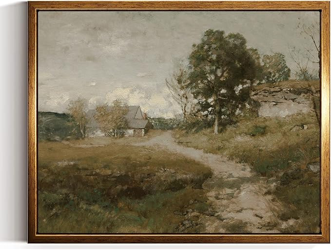 InSimSea Golden Framed Vintage Canvas Wall Art Arkville Landscape Rustic Country Road Home Decor ... | Amazon (US)