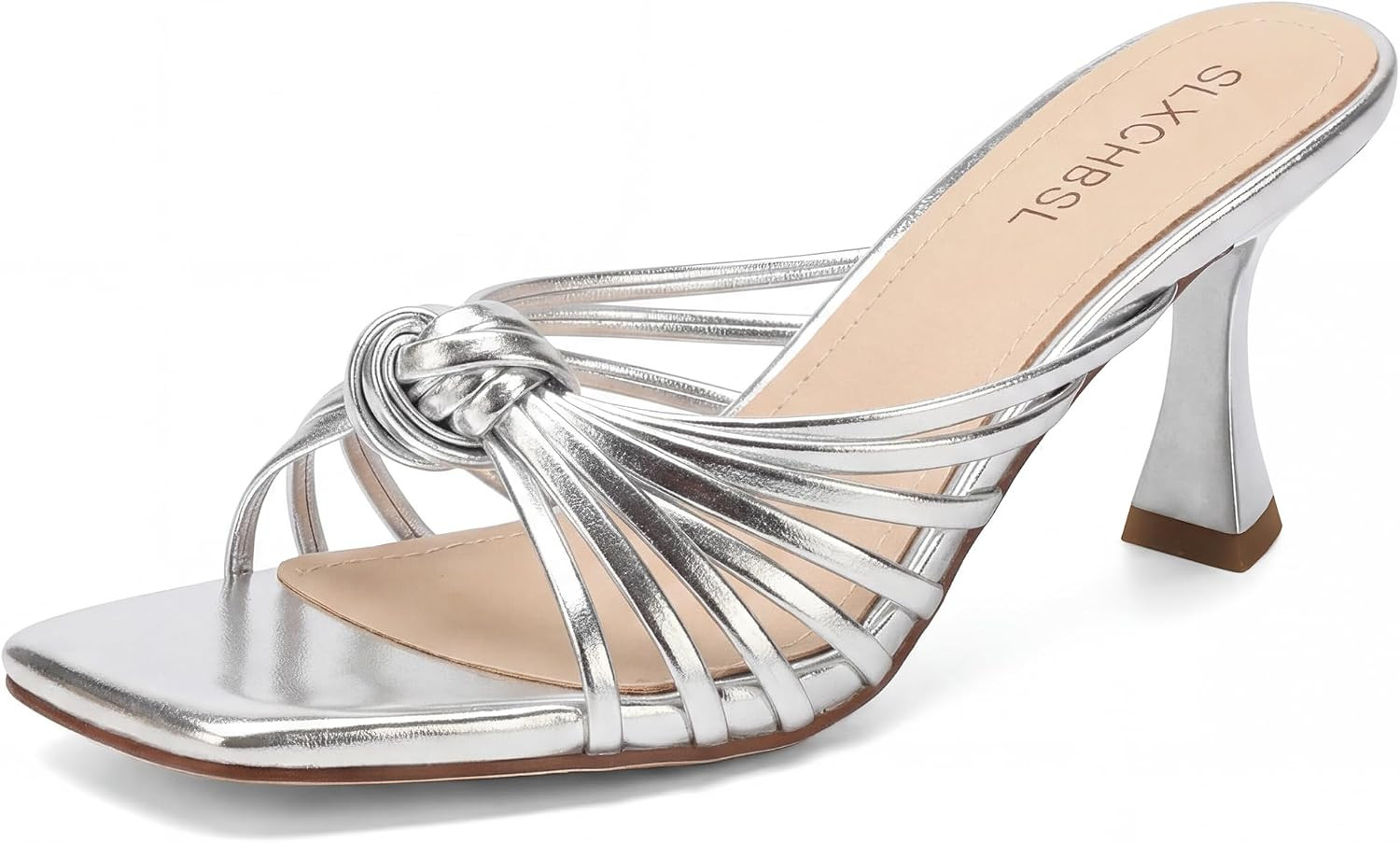 Slip On Kitten Heels for Woman, Square Toe Knotted Heeled Sandals | Amazon (US)