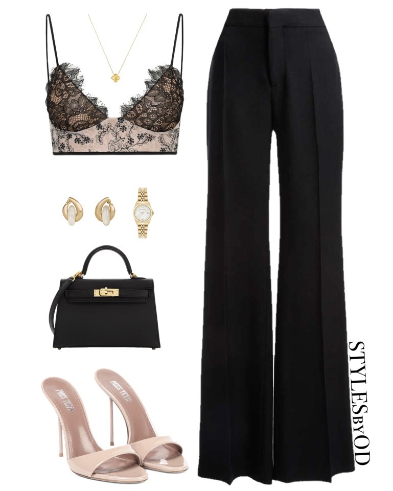 MIDNIGHT IN PARIS🥂🖤

Mastering summer evening glamour is all about balancing ultra-feminine, romantic textures with sharp, masculine tailoring✨ This look is the definitive visual blueprint for styling a statement lace separate into an outfit that feels incredibly sophisticated, intentional, and expensive🌌

Summer 2026 Fashion: Black lace bralette top, eyelash lace camisole, high-waisted wide-leg trousers, tailored black pants #LTKstyletip #LTKsummer #LTKfashion

#LTKdatenight #LTKluxury #LTKpartywear