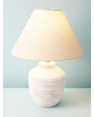 23in Whitewashed Terracotta Pot Lamp | HomeGoods