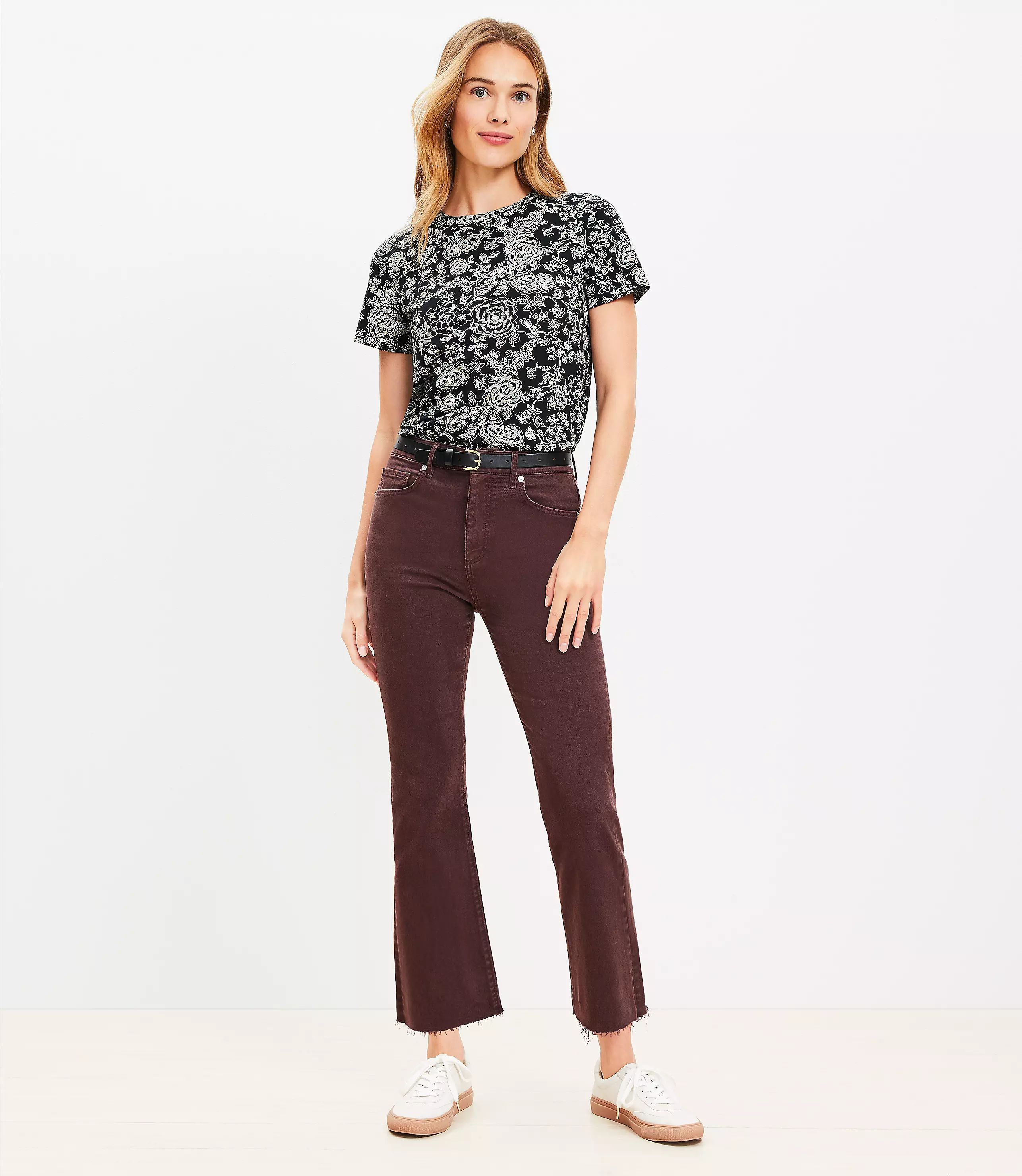 Fresh Cut High Rise Kick Crop Jeans in Plum Raisin | LOFT