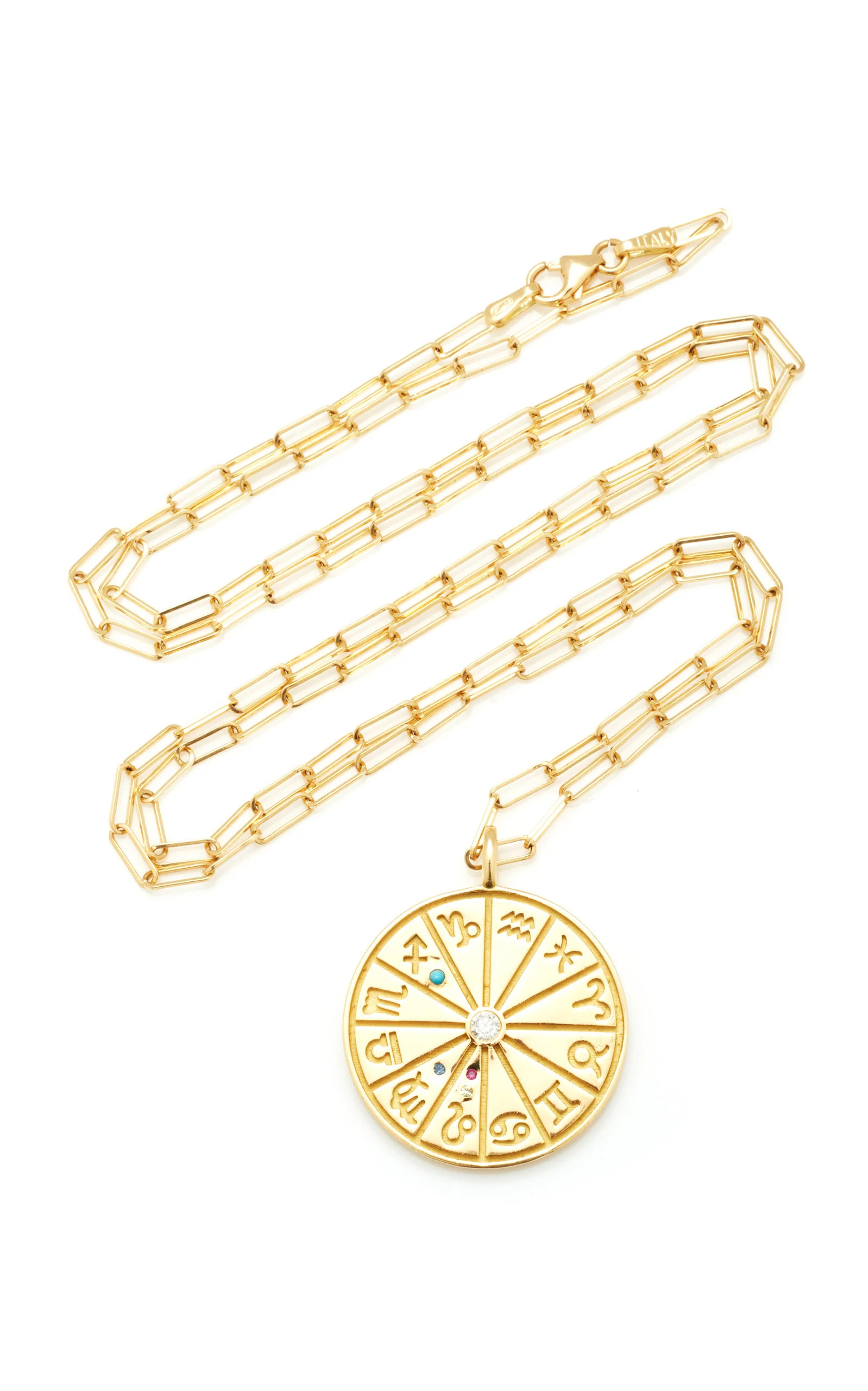 18k Yellow Gold Medium Zodiac Pendant | TUKE BAZAAR