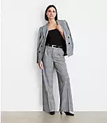 Tall LOFT Versa Seasonless Stretch Double Pleat Wide Leg Pants in Plaid | LOFT