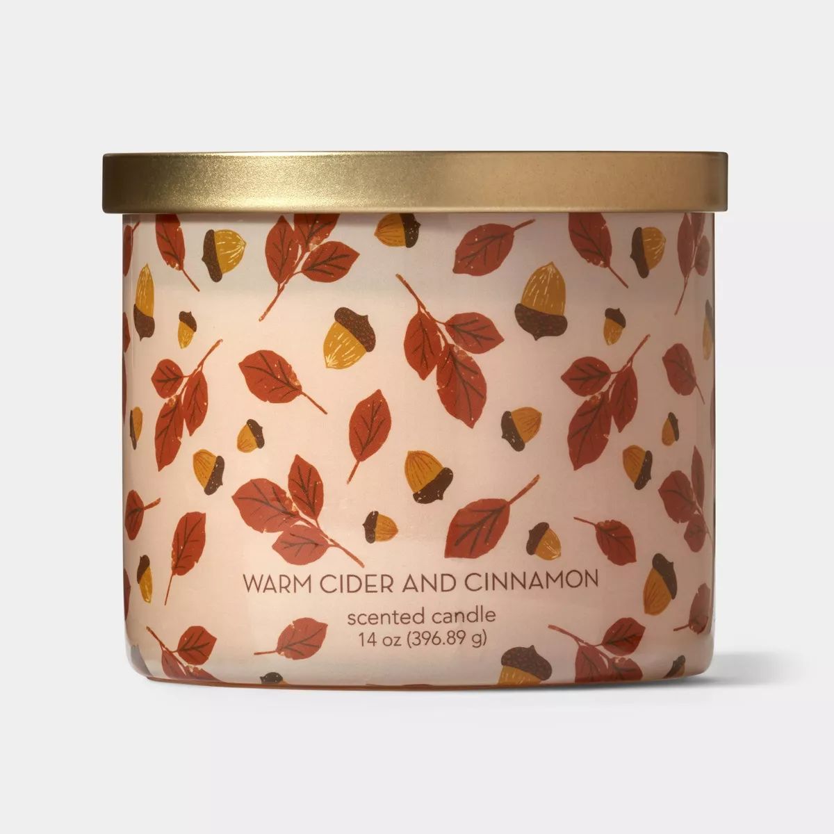 14oz Halloween Warm Cider & Cinnamon Jar Fall Leaves with Lid Candle Off-White - Hyde & EEK! Bout... | Target
