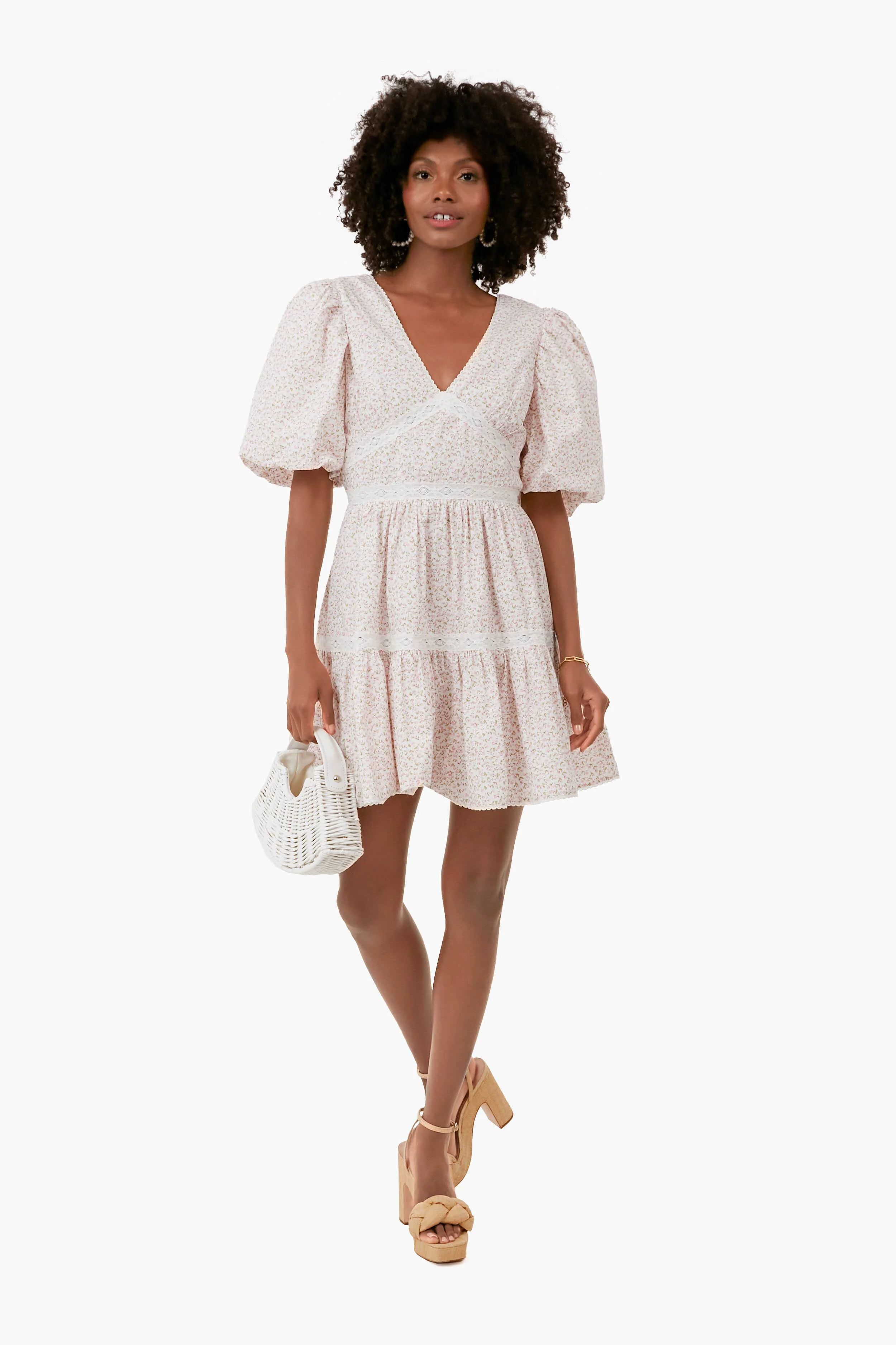 Pink Ditsy Floral Lace Isabelle Mini Dress | Tuckernuck (US)