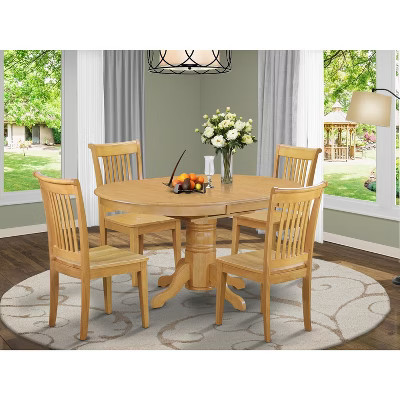 HomeStock AVPO5-OAK-W 5 Piece Dining Set Oak Formal | Target