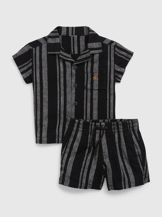Baby Linen-Cotton Stripe Outfit Set | Gap (US)
