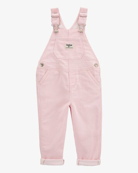 Toddler Knit Denim Hickory Stripe Overalls - Pink | Carter's Inc