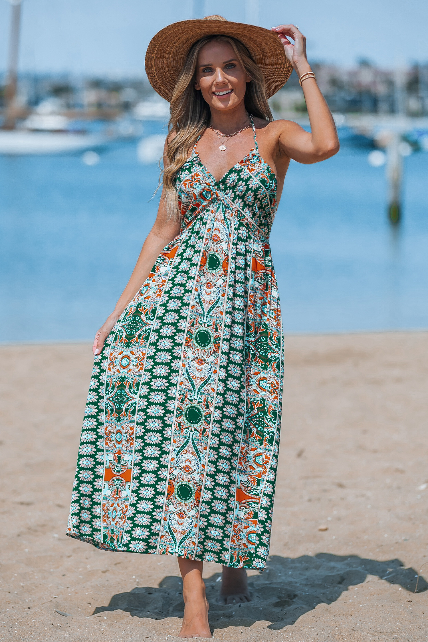 NewGreen Floral Paisley Print Maxi Dress | Cupshe US