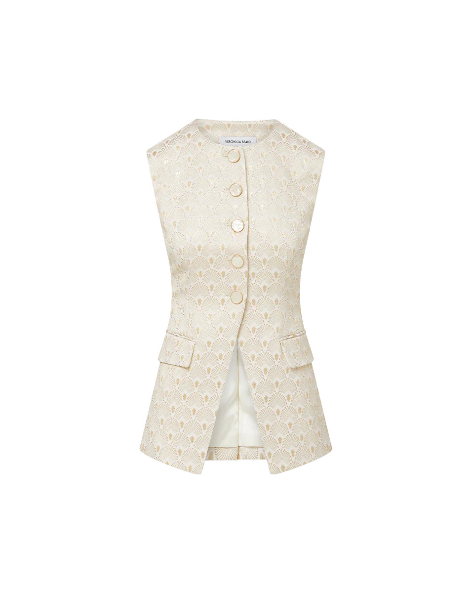 Lois Gold-Print Vest | Veronica Beard