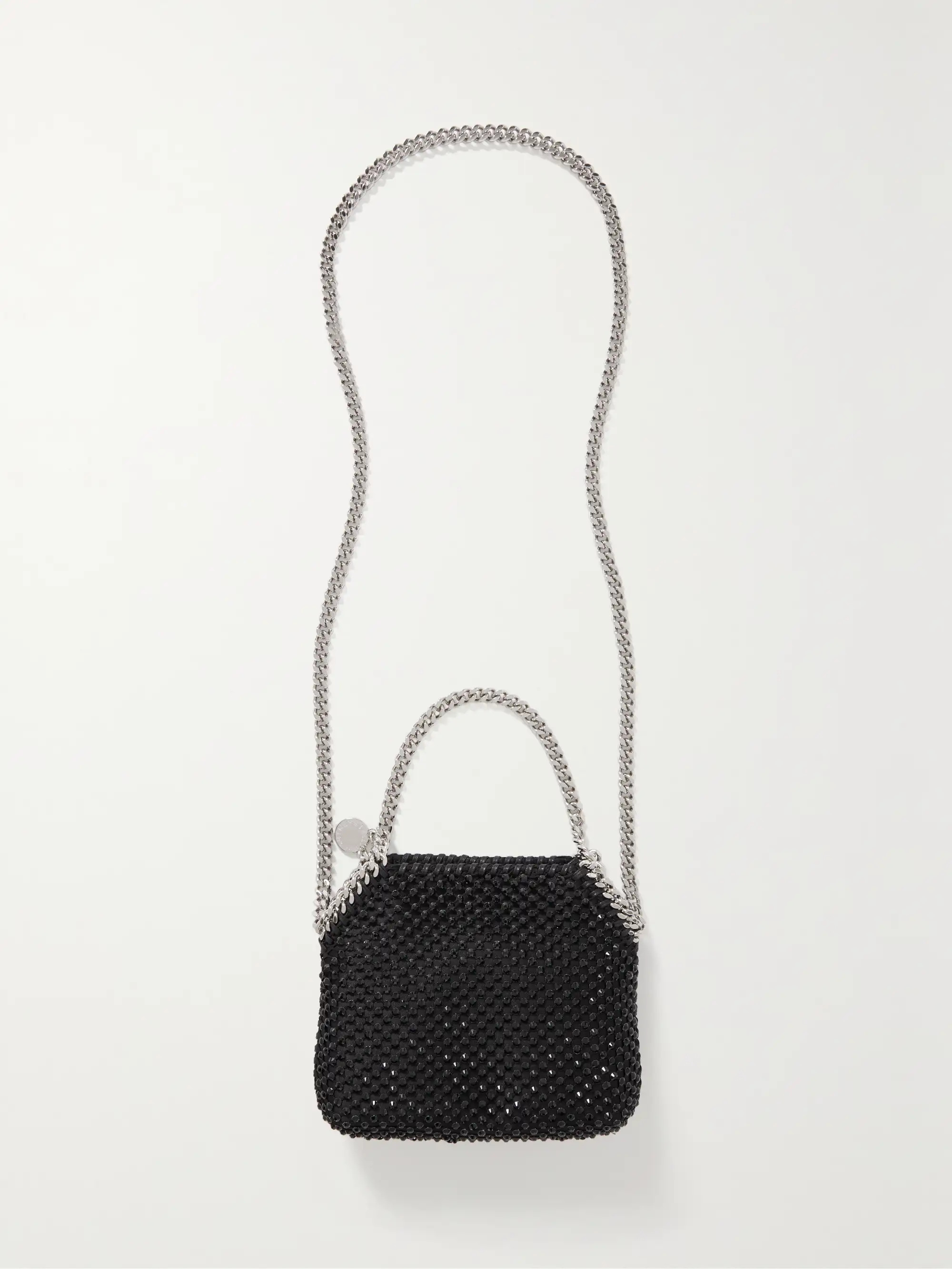 + NET SUSTAIN Falabella mini crystal-embellished satin and mesh shoulder bag | NET-A-PORTER (UK & EU)