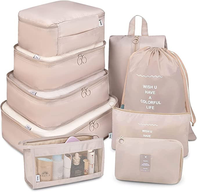 Packing Cubes for Travel, 9 Set Luggage Organizers with Shoe Bag, Electronics Bag, Cosmetics Bag,... | Amazon (US)