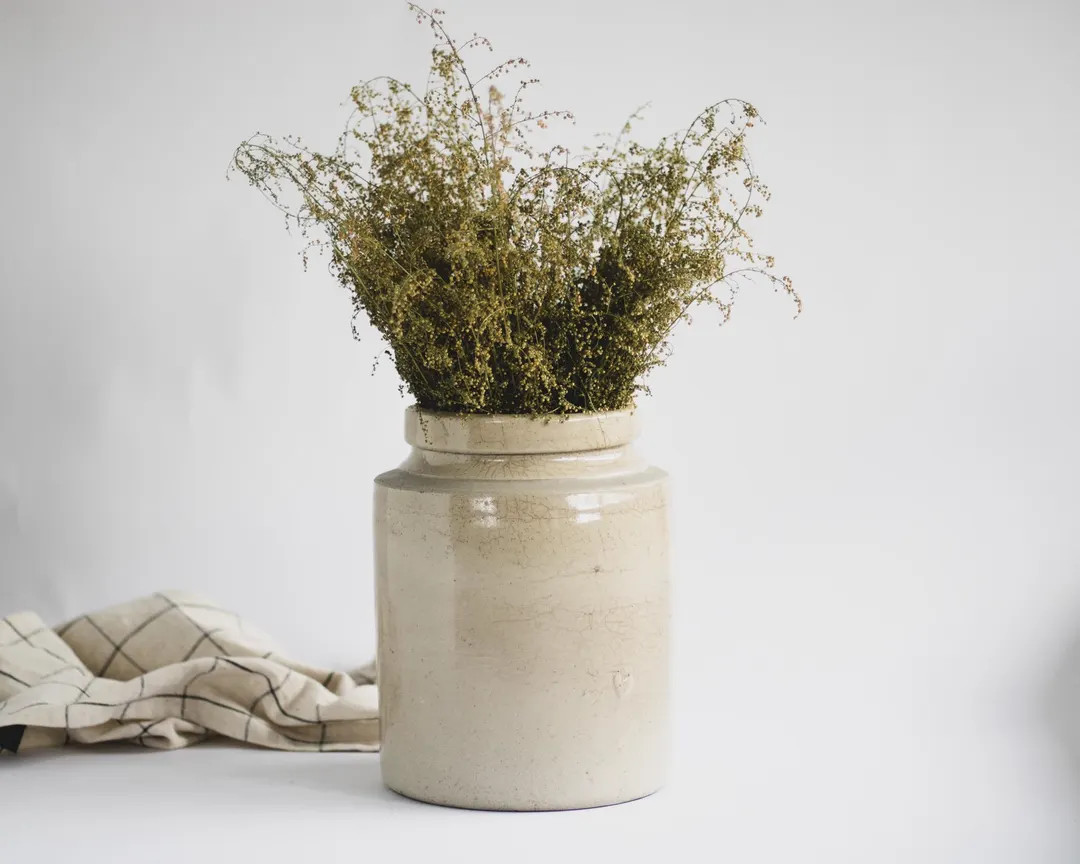 Antique Beige Stoneware Crock Vase, Rustic Modern Vase, Primitive Pottery Vase, Old Fermentation ... | Etsy (US)