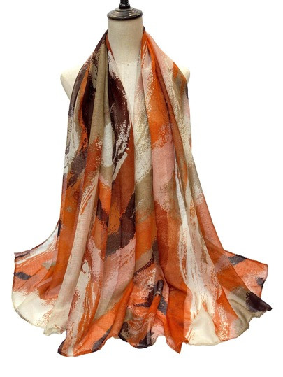 1pc Ladies' Orange Bali Yarn Fashionable Lightweight Sun-Protective Decorative Scarf, Soft Shawl For Daily Wear,Travel And Photoshoot - Size one-size | SHEIN