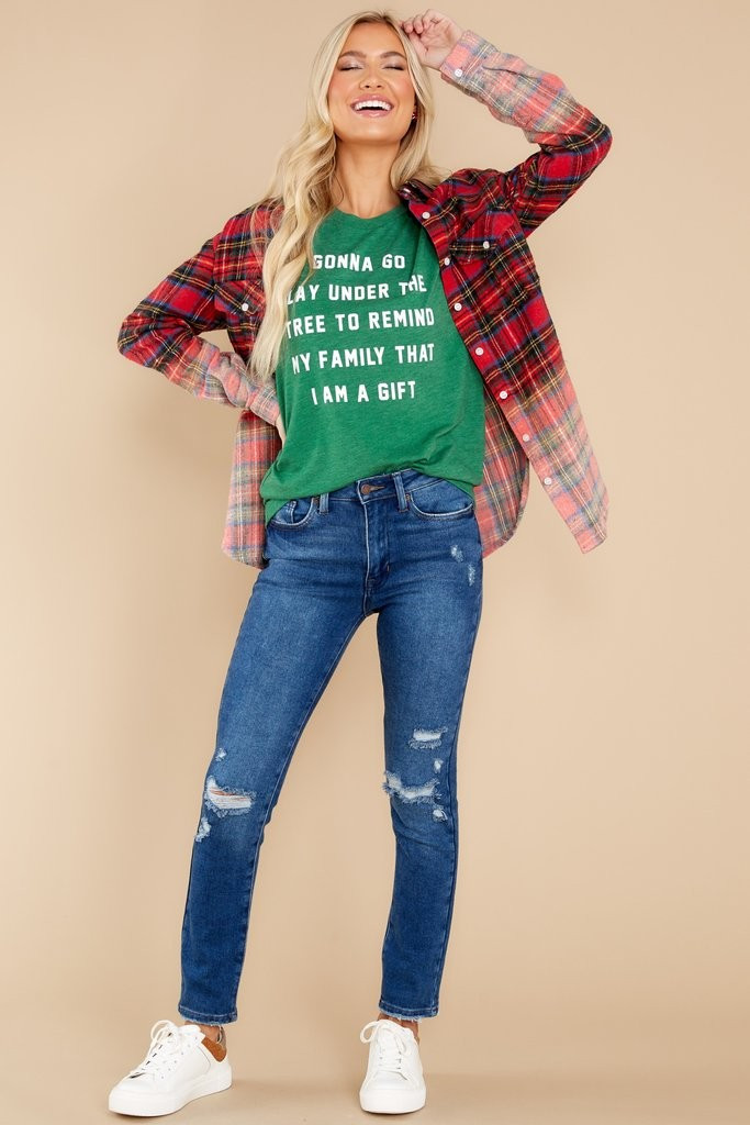 Cinnamon And Spice Red Multi Plaid Top | Red Dress 