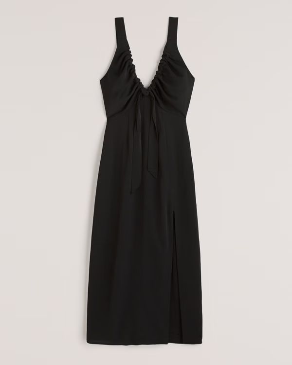 Cinched Neck Slip Midi Dress | Abercrombie & Fitch (US)