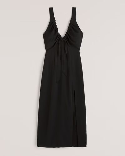 Cinched Neck Slip Midi Dress | Abercrombie & Fitch (US)