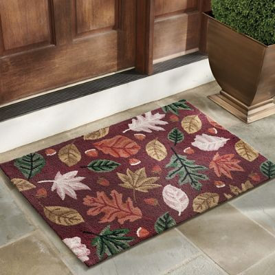 Fall Leaves Hooked Door Mat | Grandin Road | Grandin Road