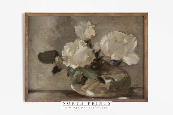 Flower Still Life | Vintage Roses Painting Neural PRINTABLE #517 | Etsy (CAD)