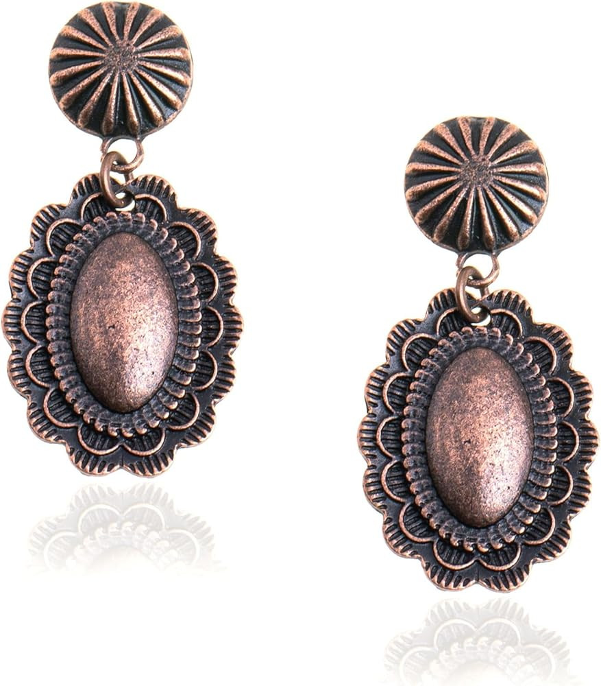 Rustic Couture's Western Earrings for Women Cowgirl Dangling Turquiose Concho Western Jewelry | Amazon (US)