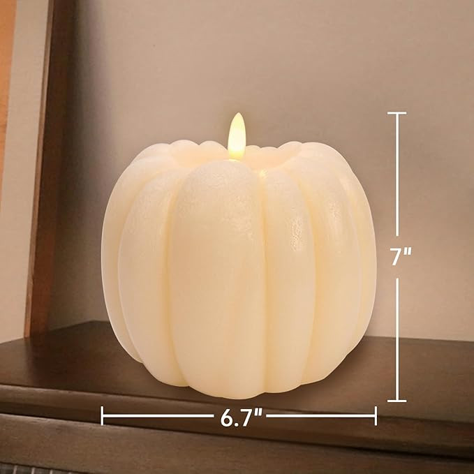 Fall Decorations for Home - Flickering Flameless Wax Pumpkin LED Candle with Timer Remote Control... | Amazon (US)
