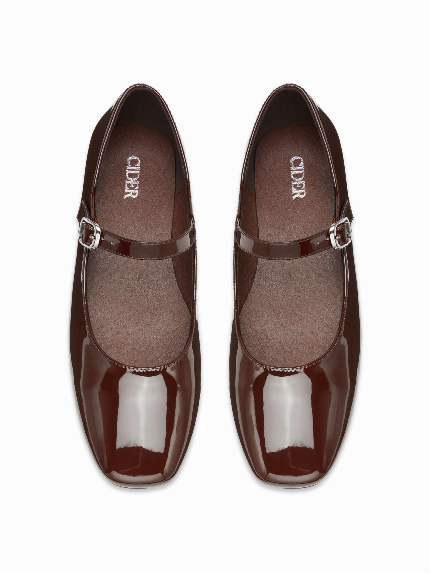 FAUX PATENT LEATHER MARY JANE FLATS | Cider