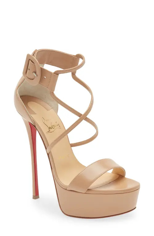 Christian Louboutin Choco Platform Sandal in Nude at Nordstrom, Size 10Us | Nordstrom