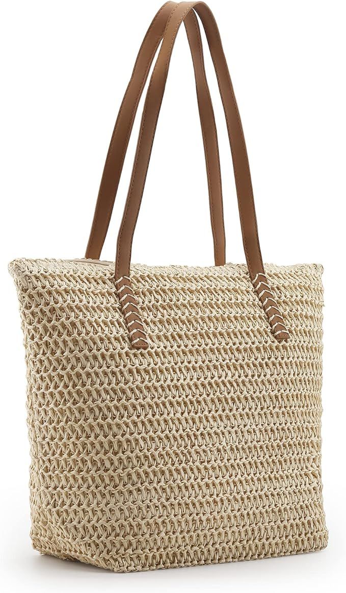 MABROUC Lightweight Straw Bag, Straw Beach Bag for Women, Large Woven Summer Tote Handbag Shoulde... | Amazon (US)