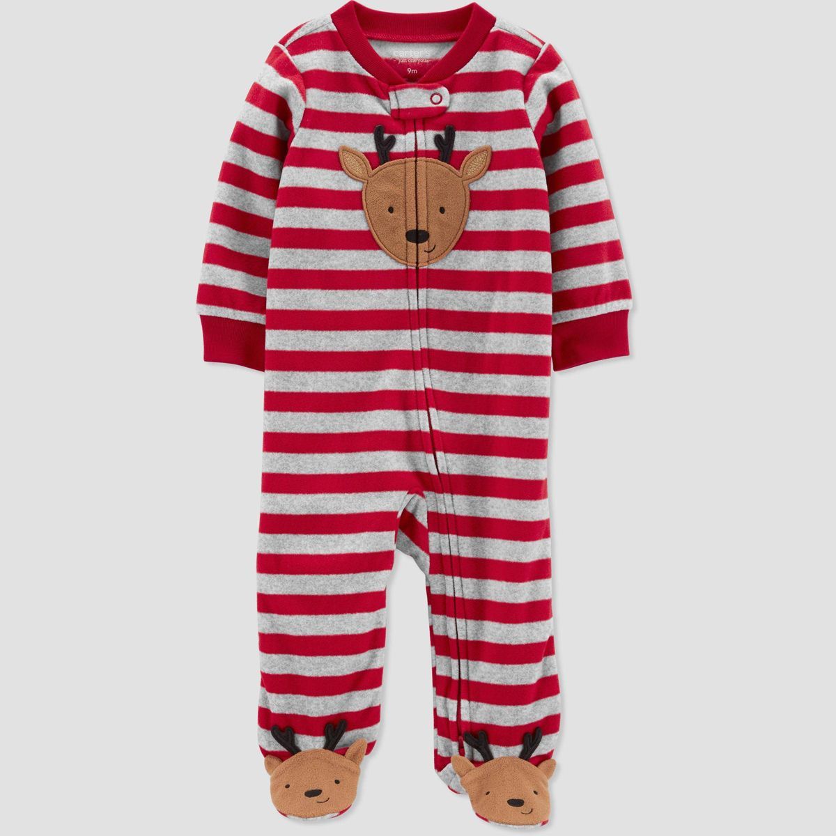 Carter's Just One You®️ Baby Boys' Reindeer Striped Fleece Footed Pajama | Target